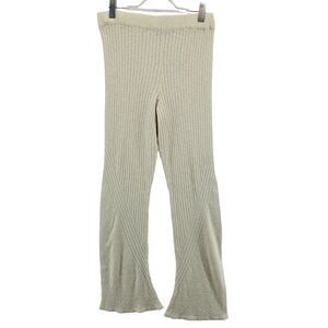 Free People Beach Knit Pants Womens Large Ivory White Linen Tencel High Rise‎